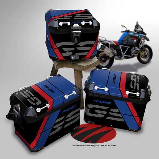 BMW R1250 GSA 2024 Rallye Red, Blue and Black Panniers & Top Box Decals