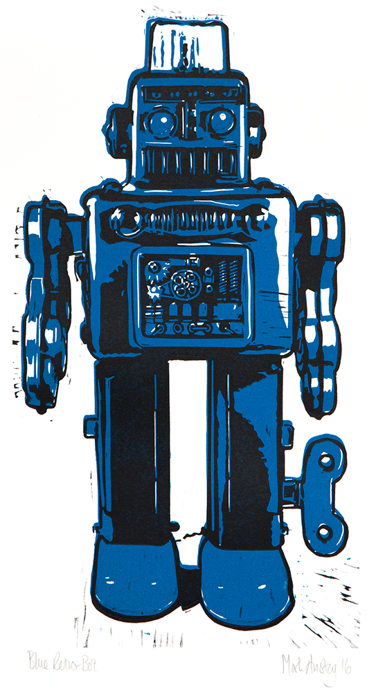 Linocut – Retro-Bot