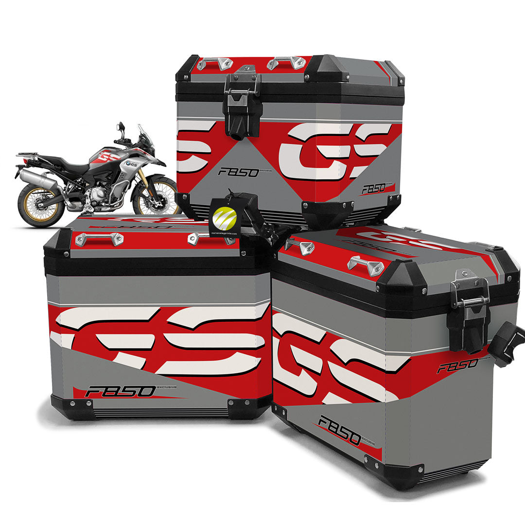 NEW F850 GSA Red and silver Pannier Stickers