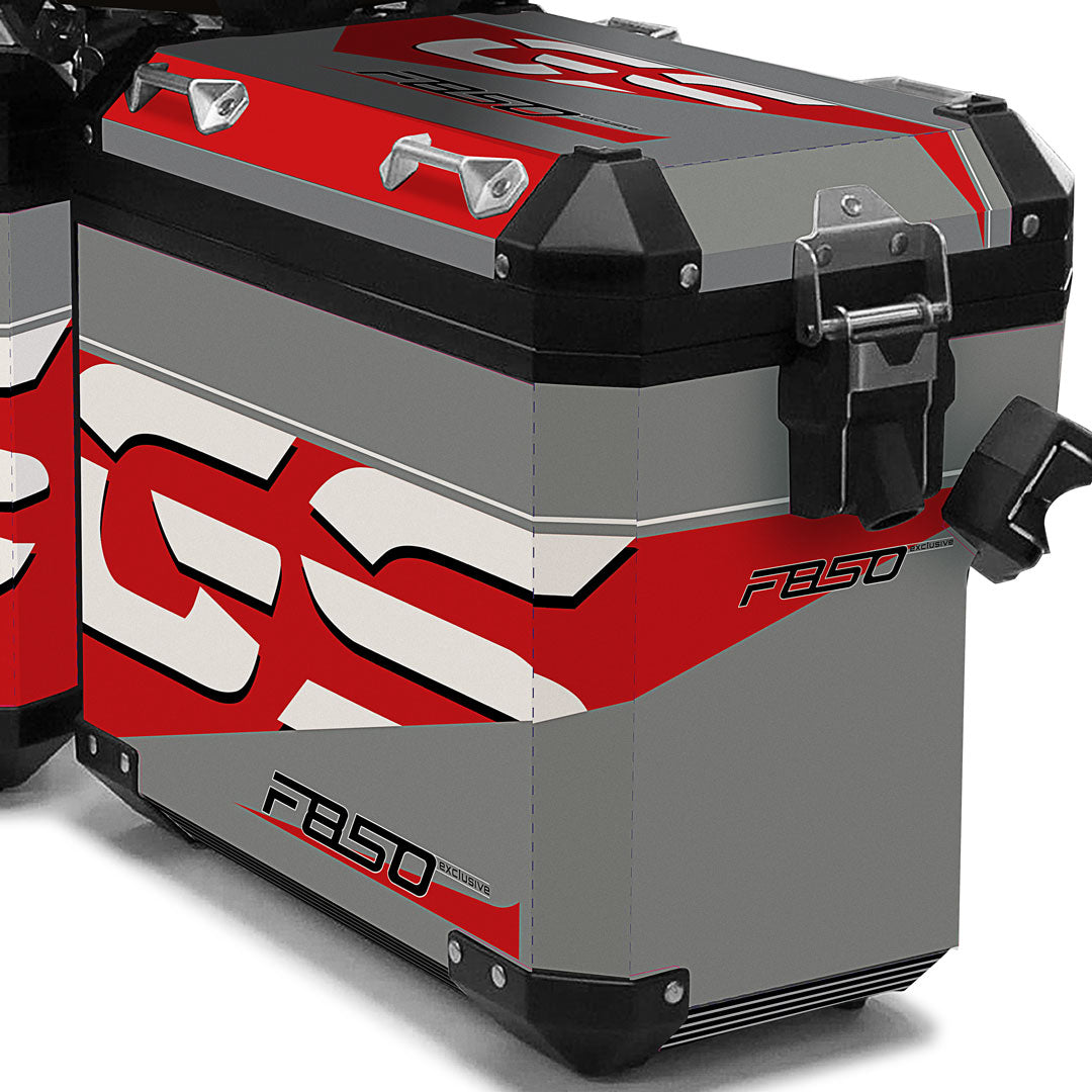 NEW F850 GSA Red and silver Pannier Stickers