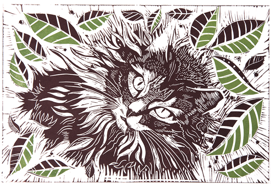 Linocut – Smokey the Cat